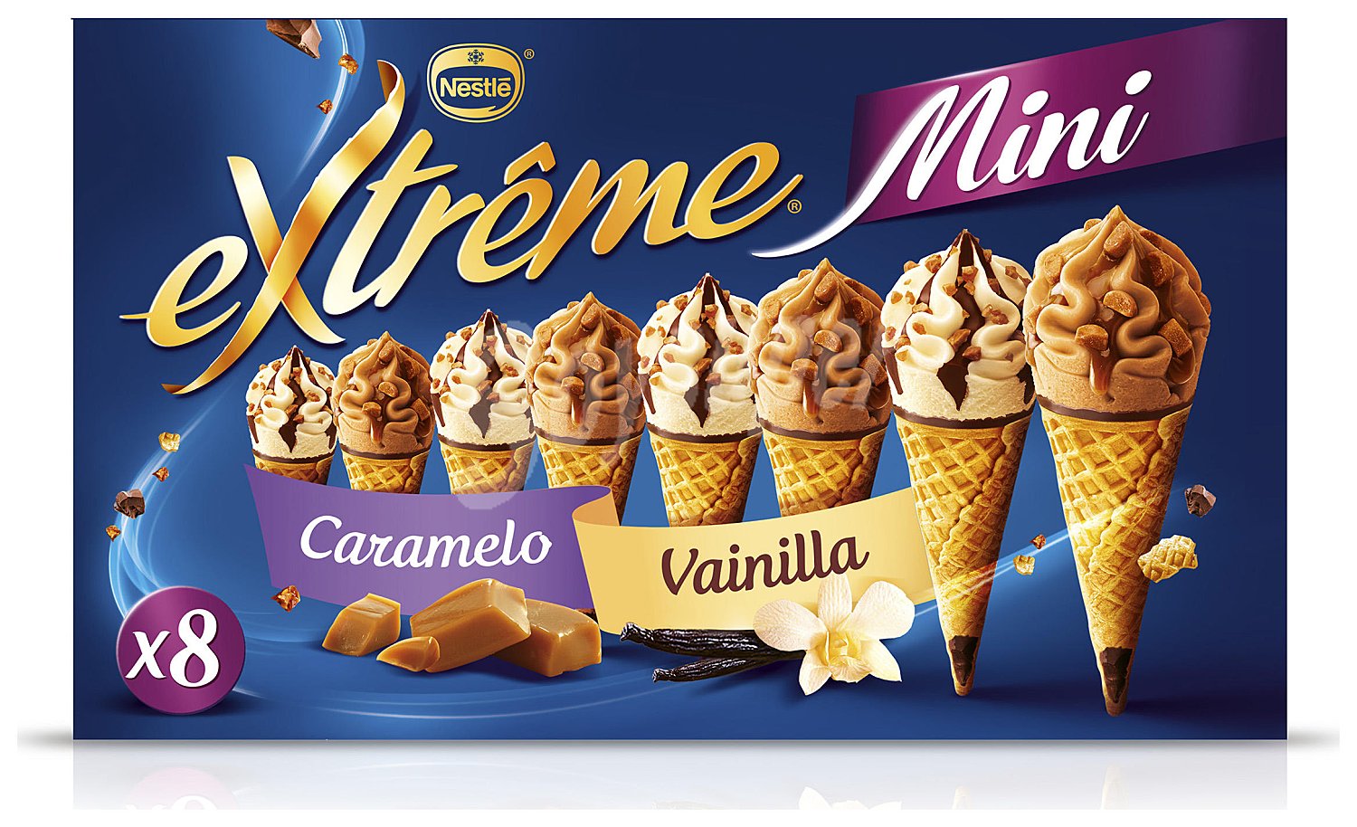 Conos con helado de caramelo y vainilla surtidos Extreme mini