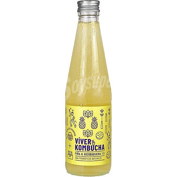 Bebida vegana refrescante a base de té sabor tropical con piña y hierbabuena ecológica sin azúcares añadidos sin gluten sin lactosa