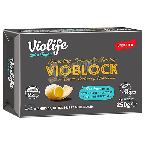 Violife Pastilla de margarina 100% vegetal sin sal y con un 79% materia grasa vegetal violife