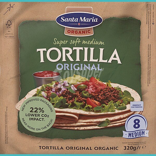 Tortilla ecológica super tierna bolsa 320 g