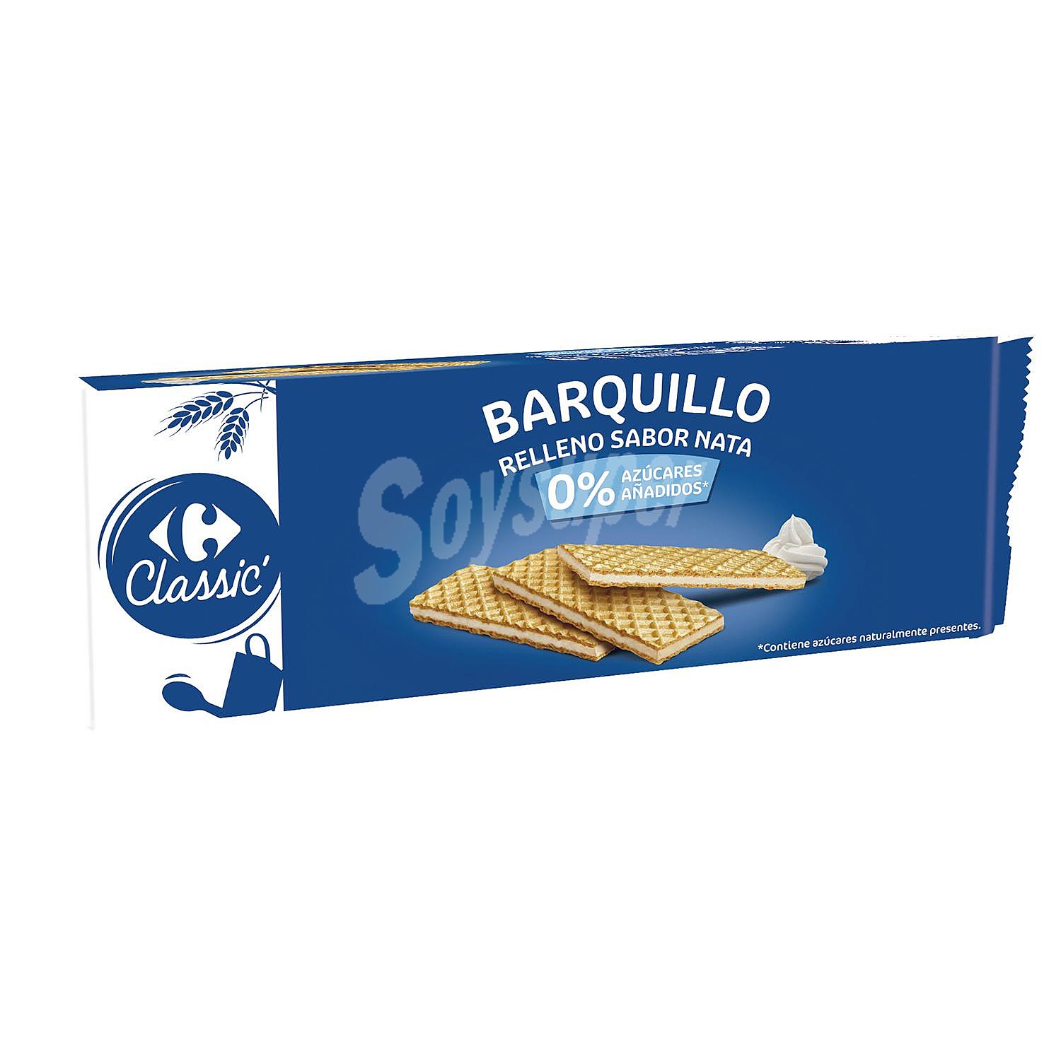 Galletas de barquillo rellenas de nata sin azúcar añadido Carrefour