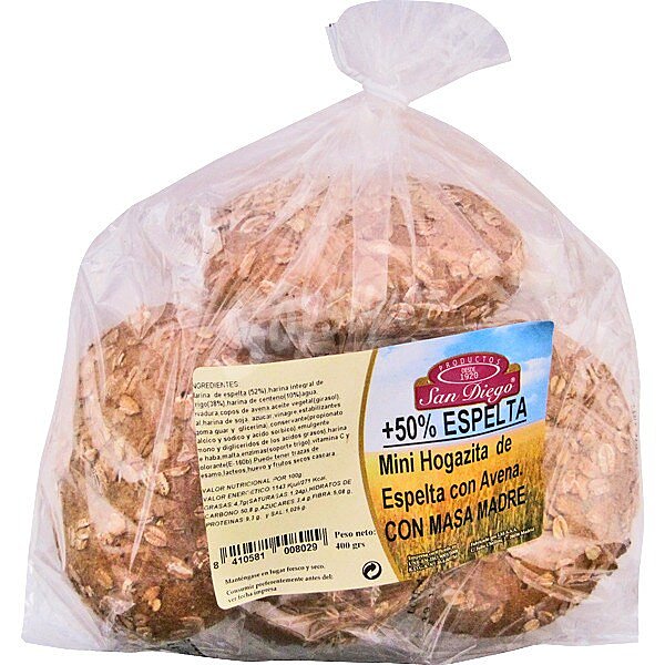 Mini hogacitas de espelta con avena y masa madre bolsa 400 g