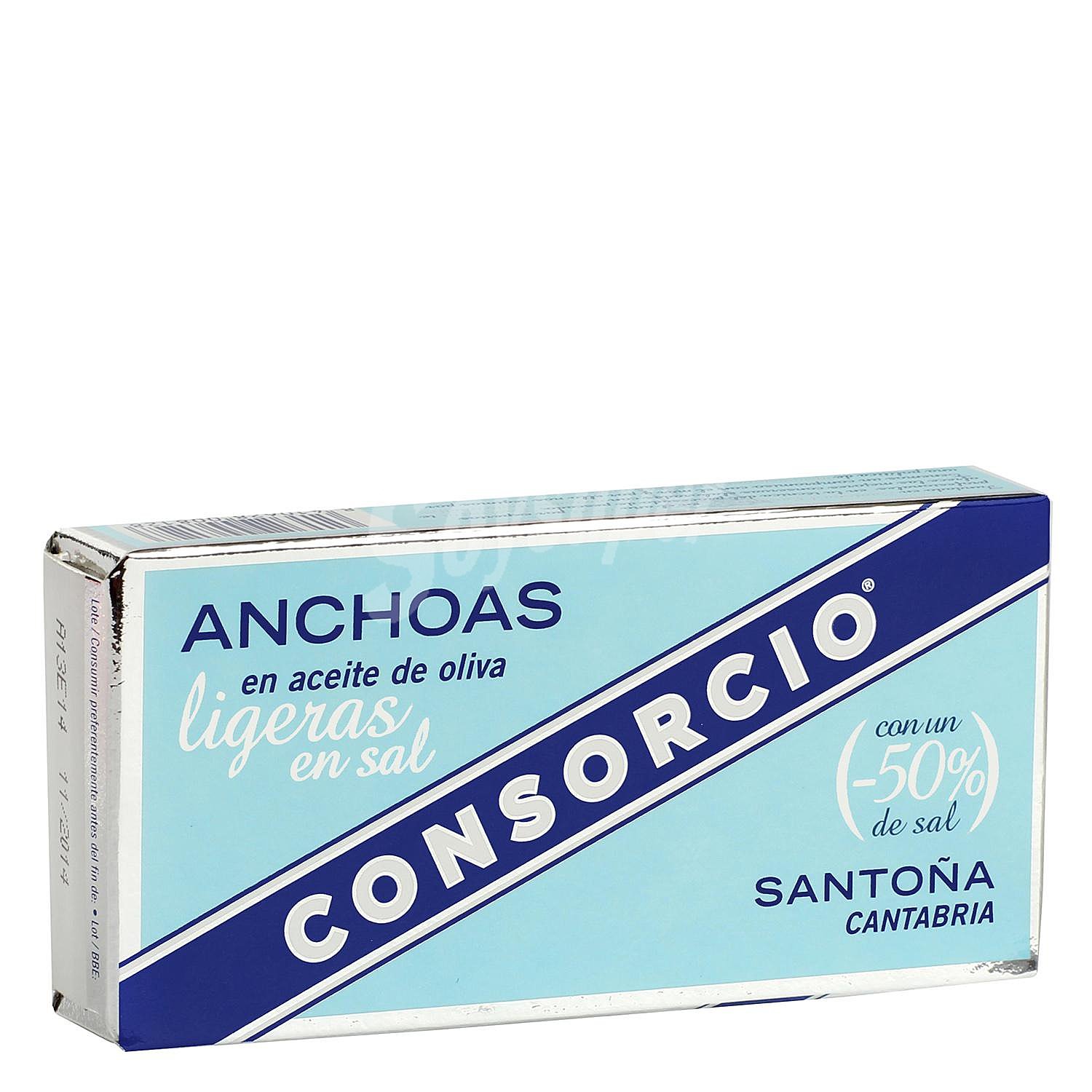 Filetes de anchoa de Santoña en aceite de oliva, ligeras en sal