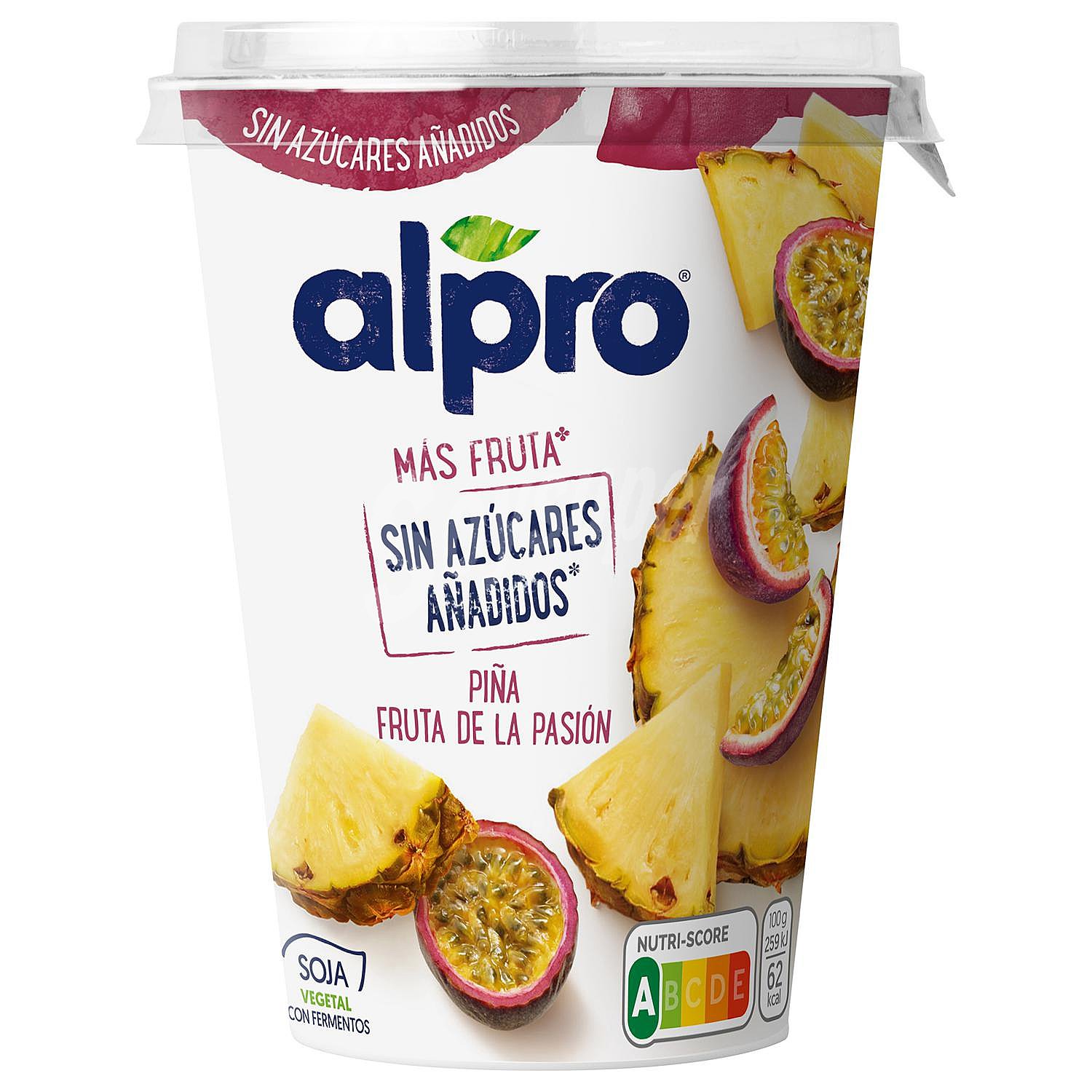 Preparado de soja con piña y fruta de sin azúcar añadido Alpro Más Fruta