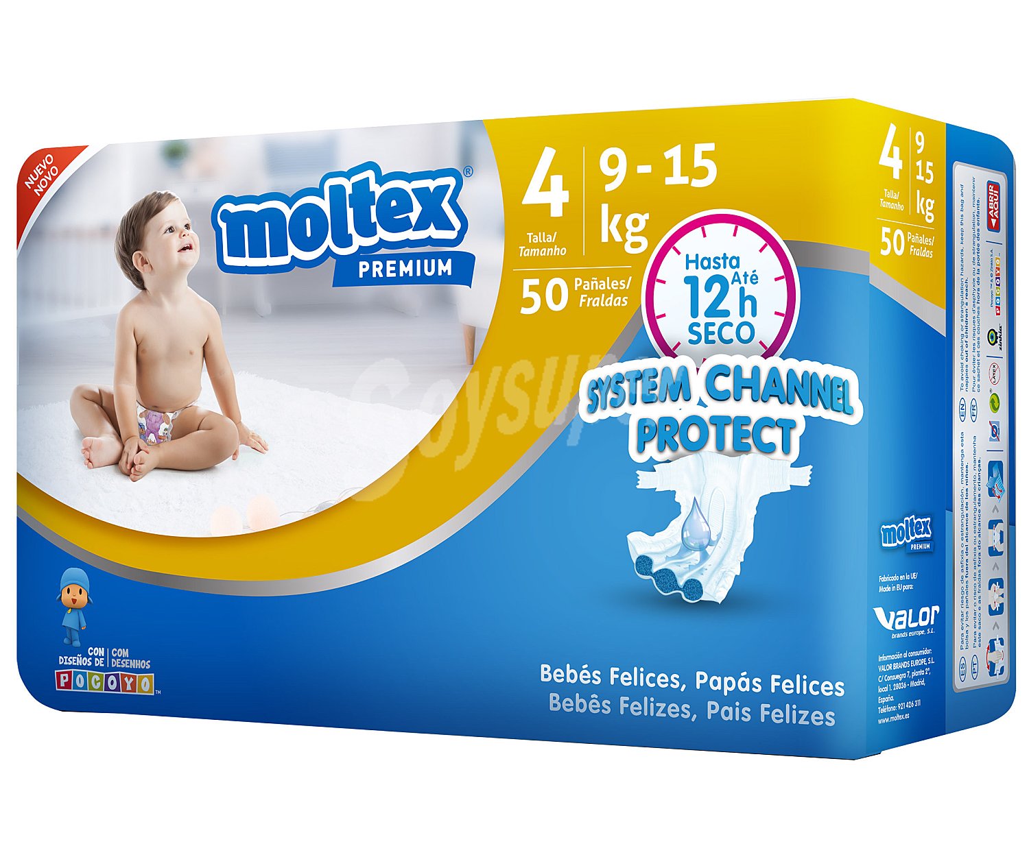 Moltex Pañales talla 4, para niños de 9 a 15 kilogramos moltex Premium