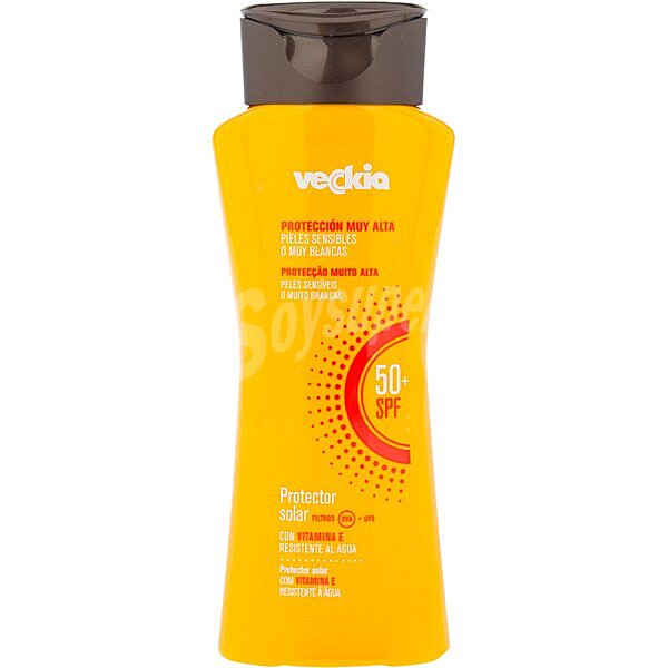 Protector solar SPF-50+ para pieles sensibles o muy blancas resistente al agua frasco 250 ml