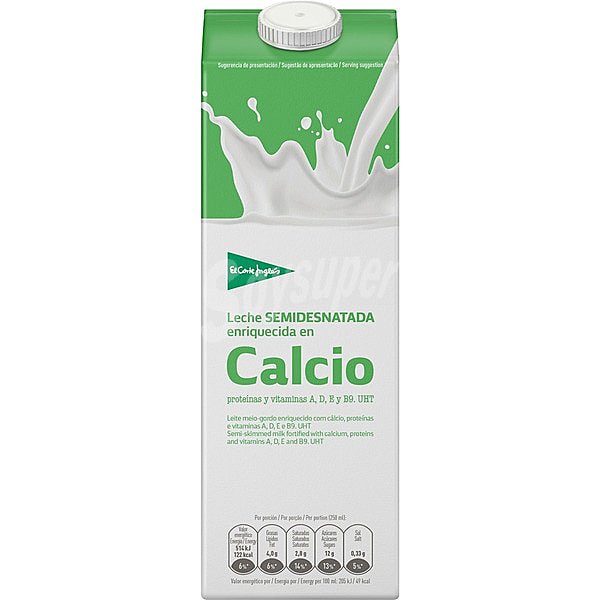 leche semidesnatada con calcio