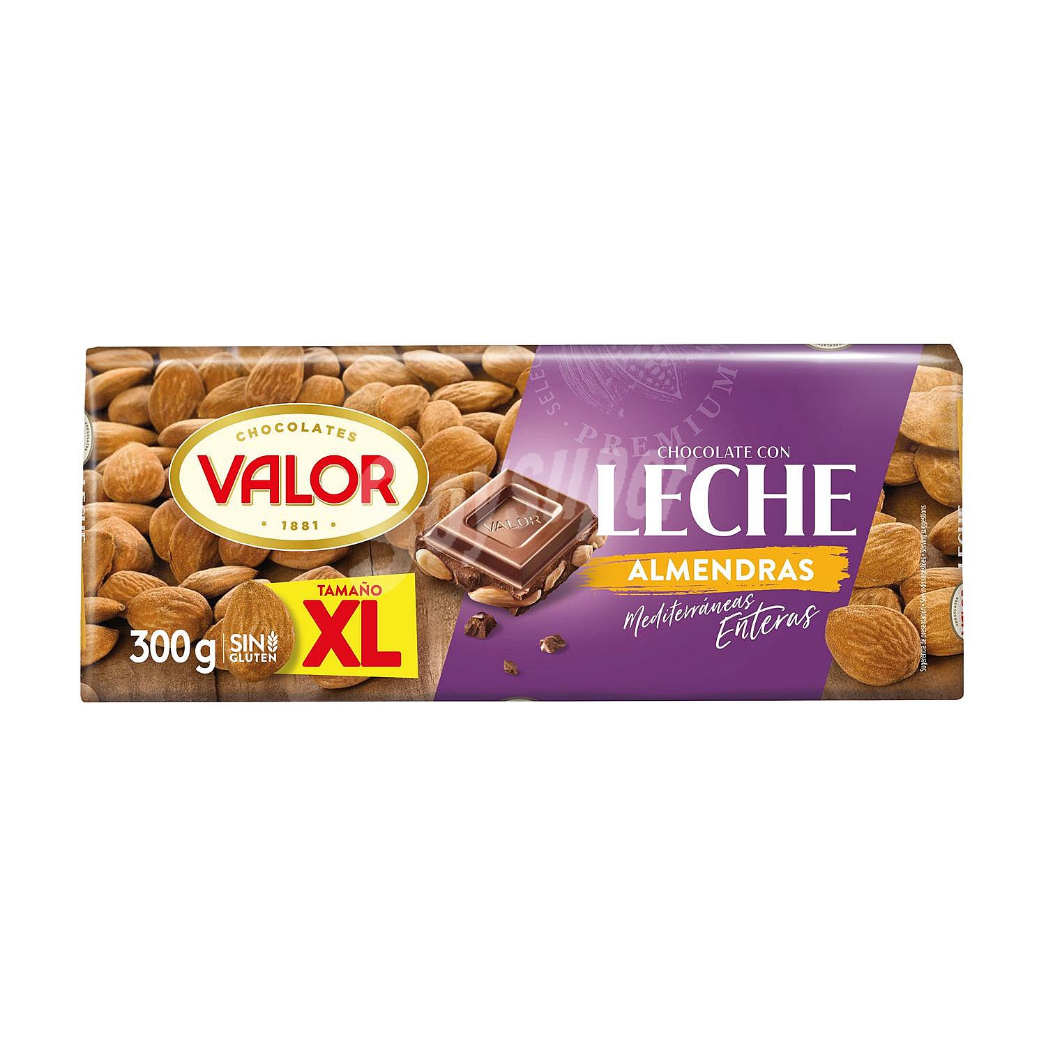 Chocolate con leche y almendras enteras Valor sin gluten