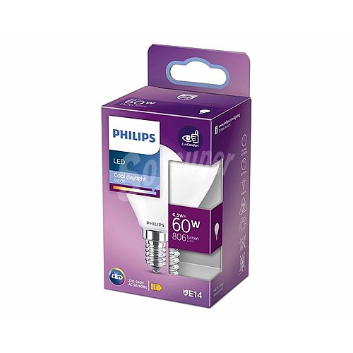 Bombilla Led E14, 6,5W=60W, luz fría , 806lm, philips