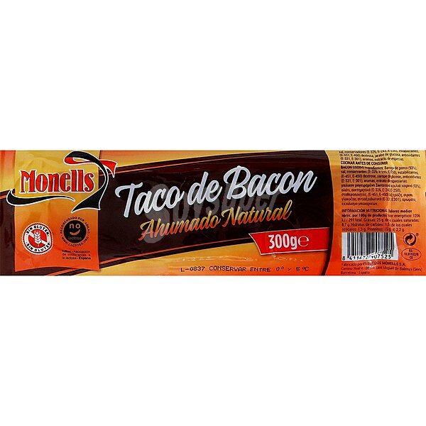 Taco de bacon ahumado natural sin gluten sin lactosa taco