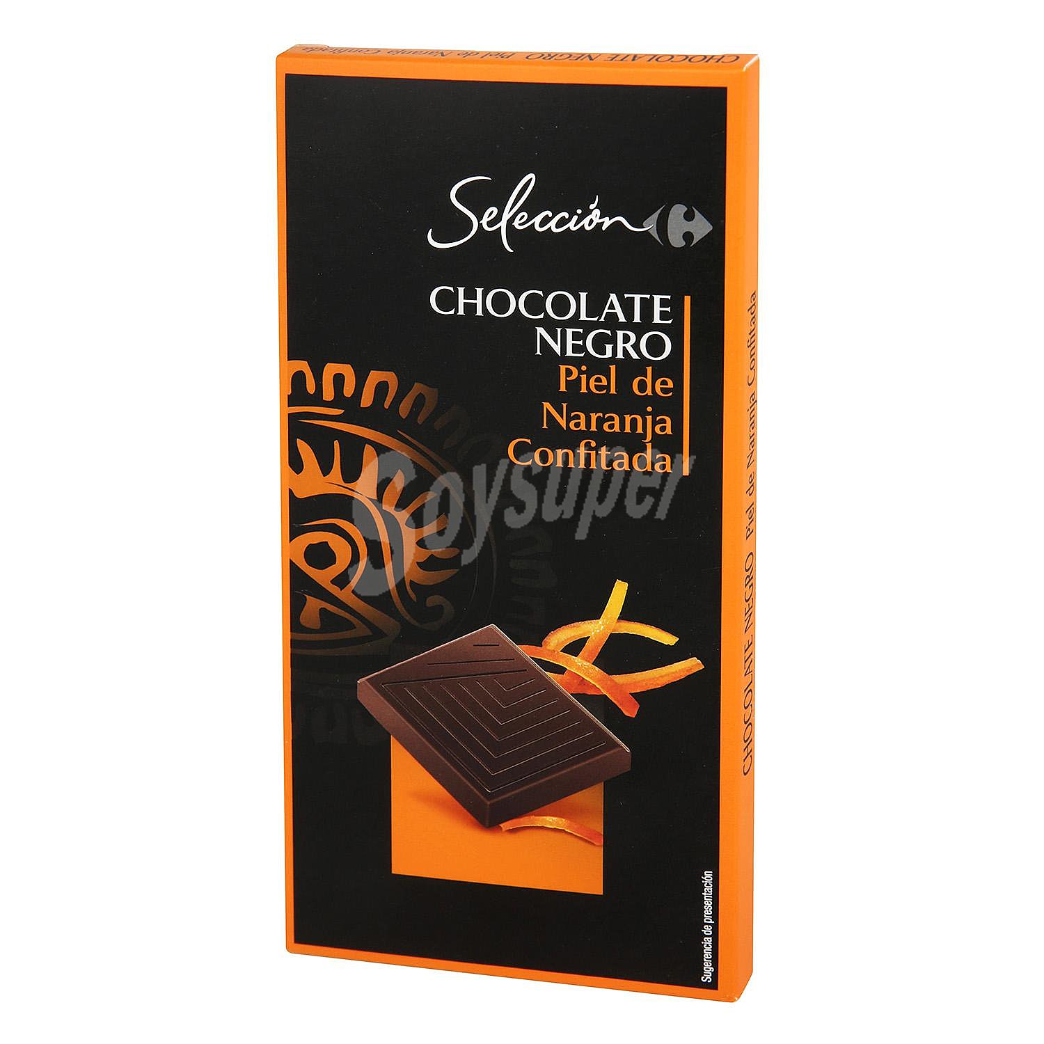 Chocolate negro con piel de naranja confitada Carrefour Selección