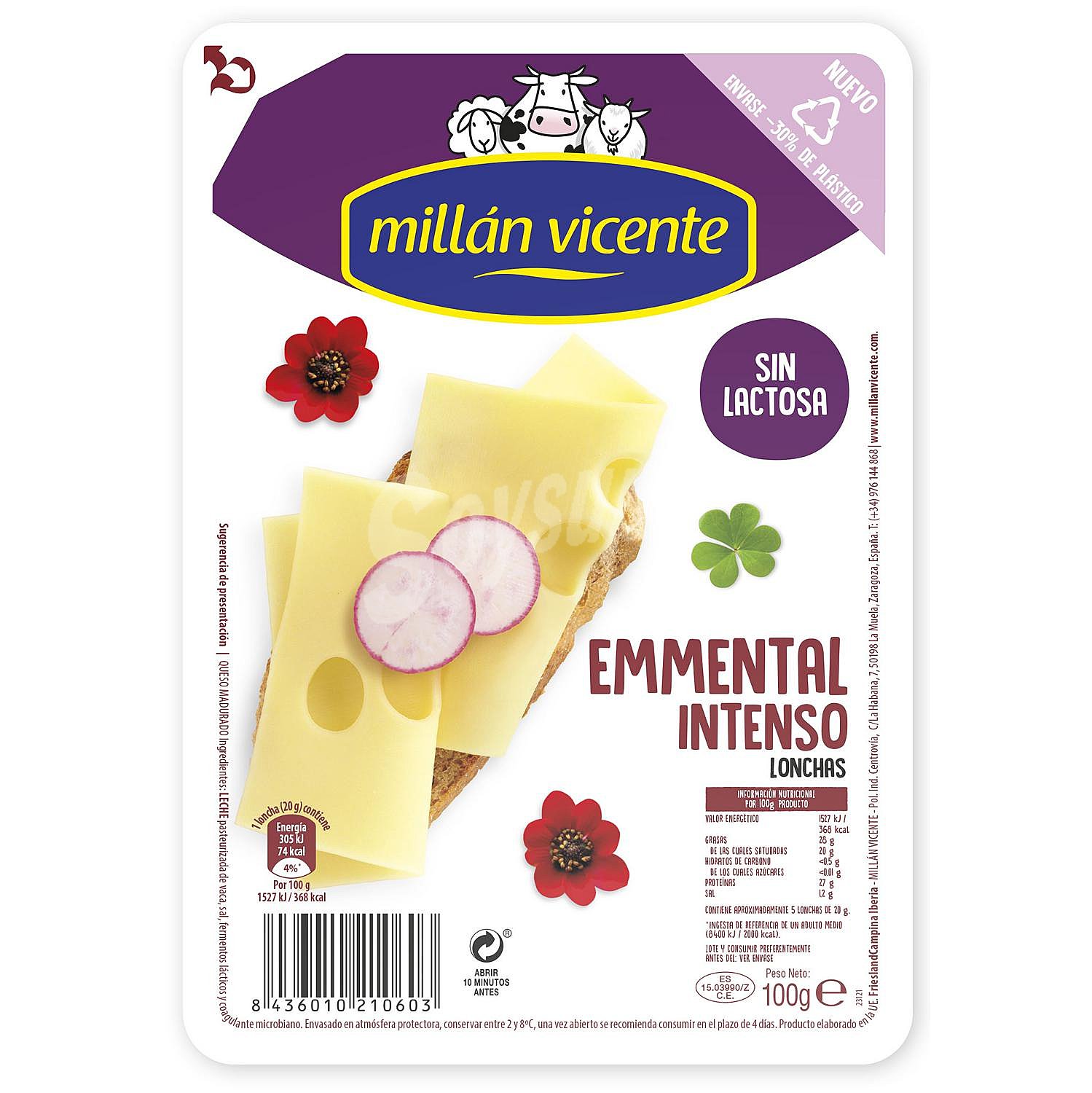 Millán Vicente Queso emmental sin lactosa