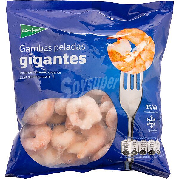 Gambas peladas gigantes 35-40 piezas bolsa 400 g neto escurrido