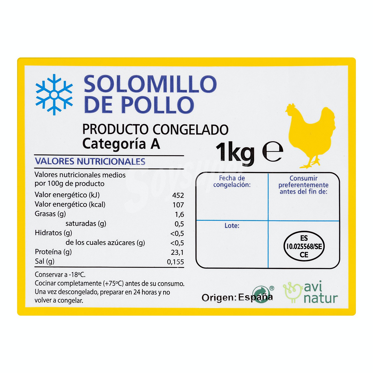 Pollo solomillo congelado