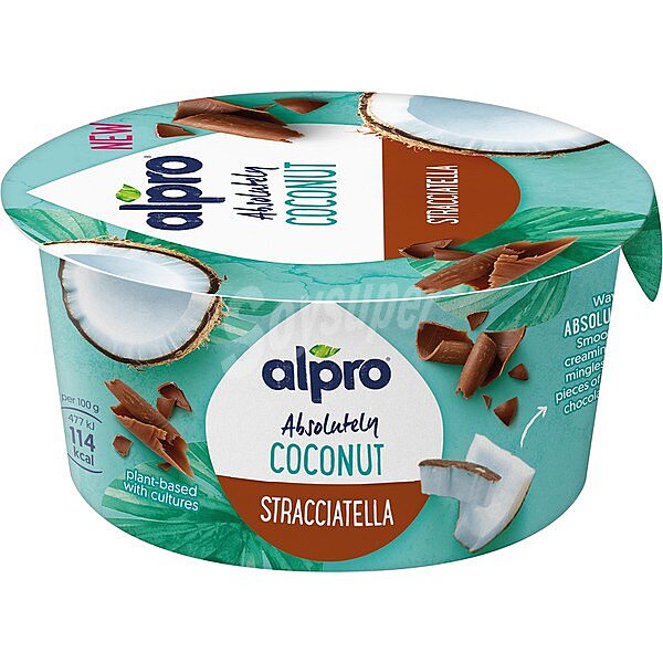 Especialidad vegetal de coco con stracciatella sin gluten sin lactosa