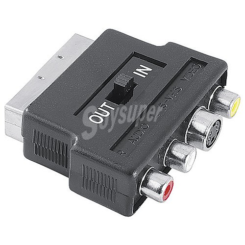 Adaptador qilive de Euroconector macho a 3 RCA hembra y Supervídeo hembra + selector