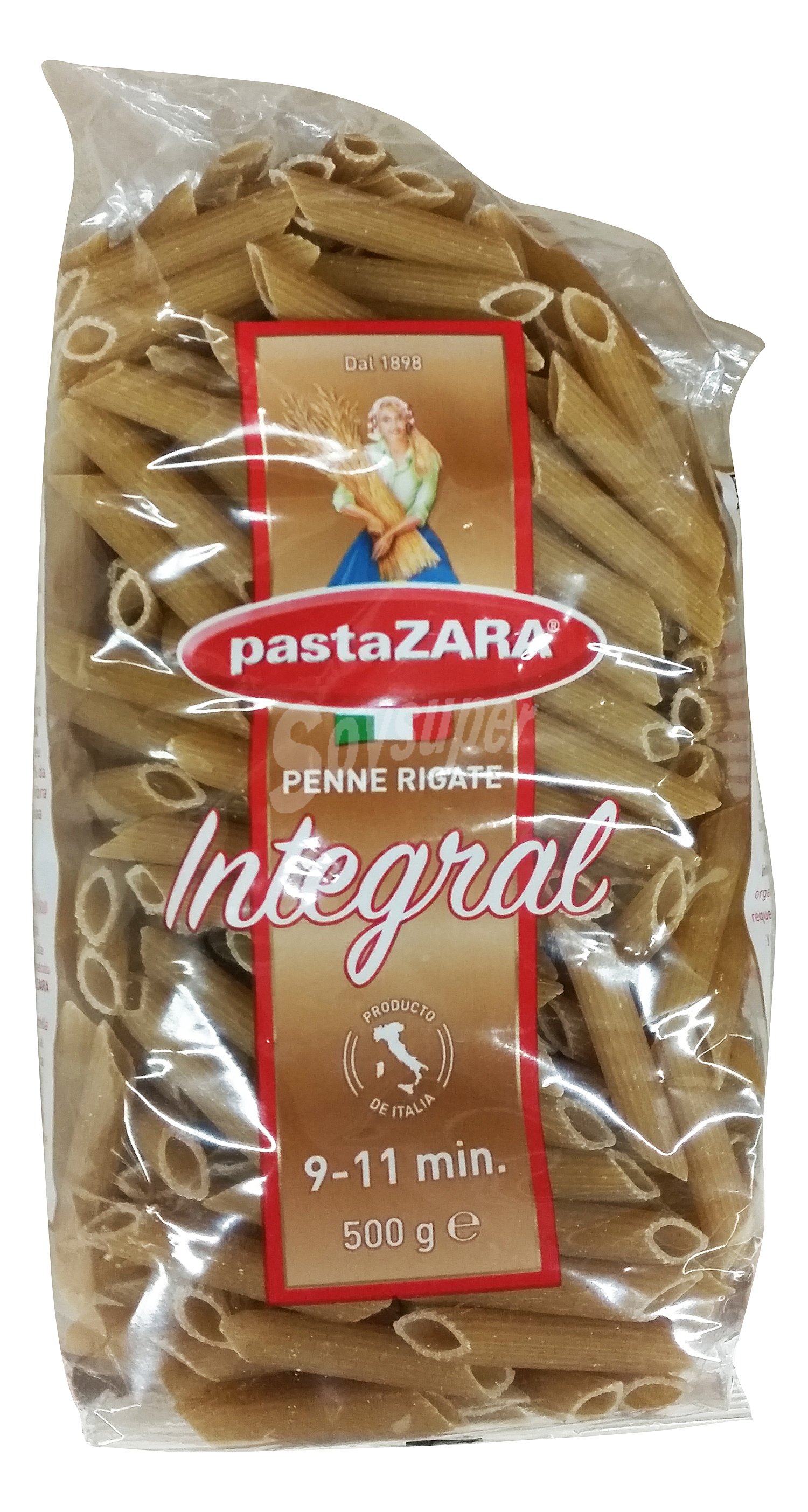 Penne rigate integral pasta (alto contenido en fibra)