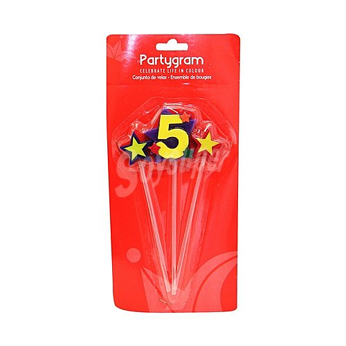 Velas (2 estrellas y número 5) partygram