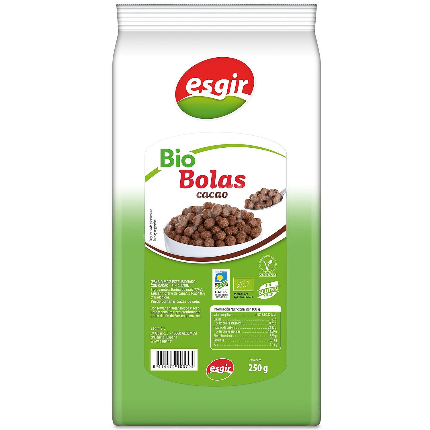 Cereales al cacao ecológicos sin gluten