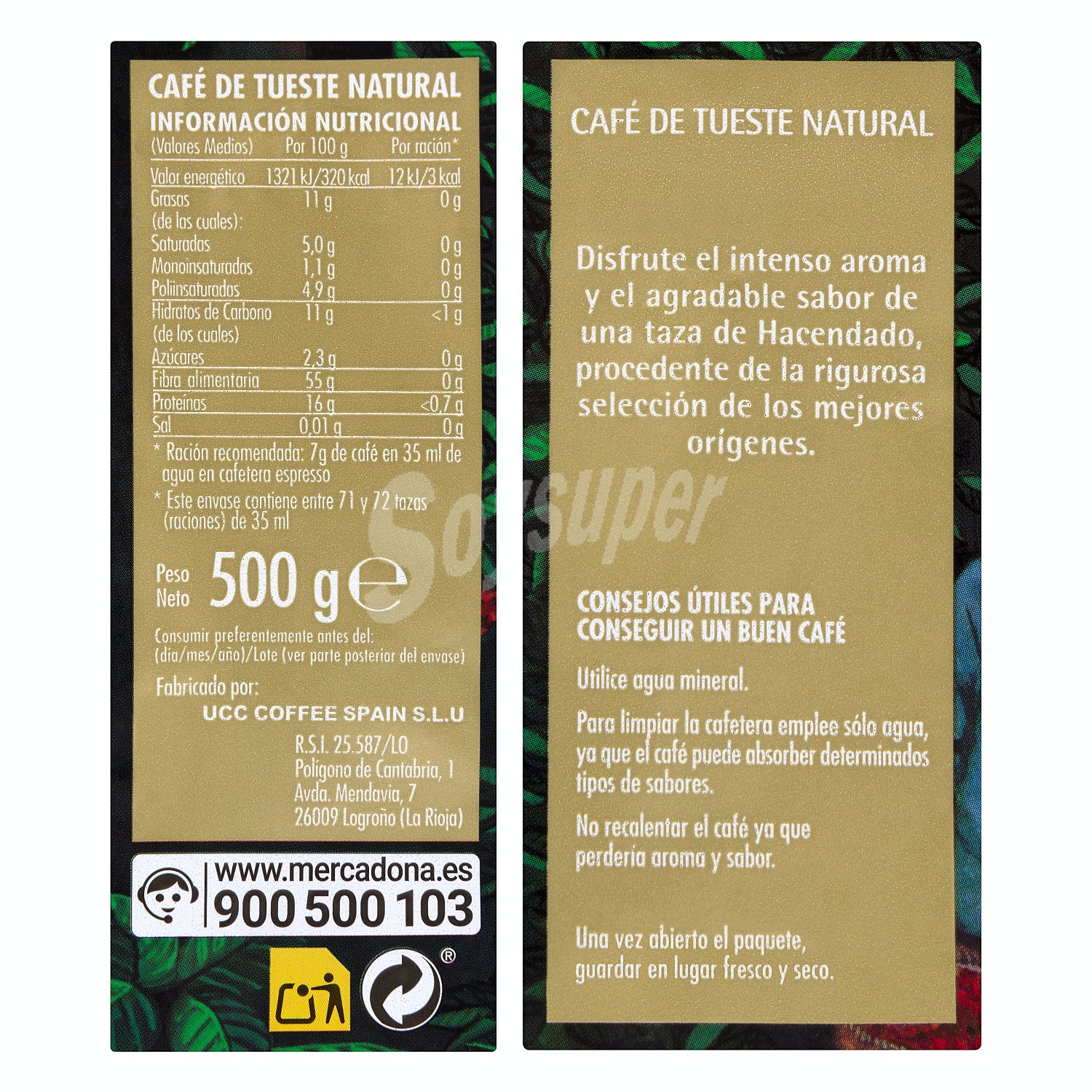 Cafe grano natural Nº 1 (suave Y aromatico)