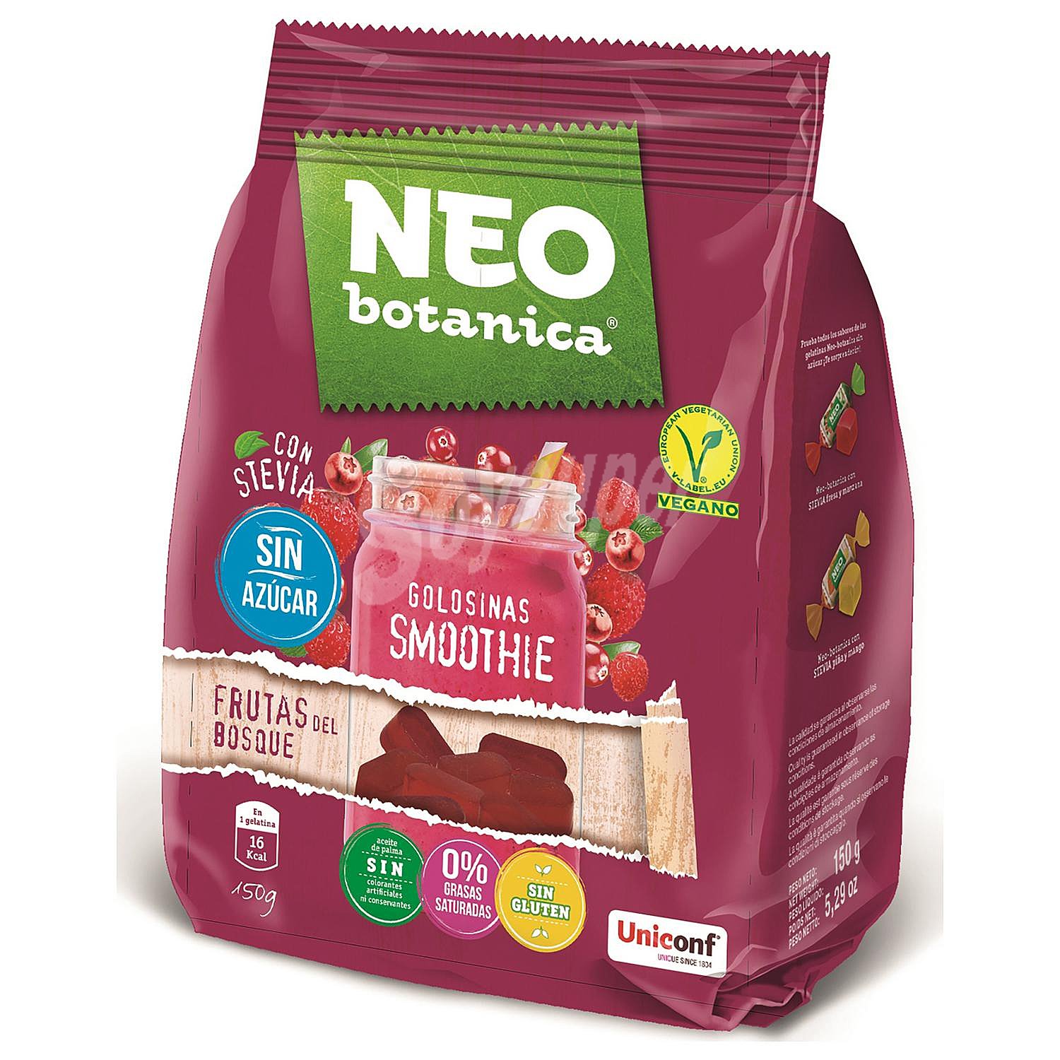 Caramelos de goma con edulcorantes stevia sabor frutas del bosque Smoothie Neo sin gluten