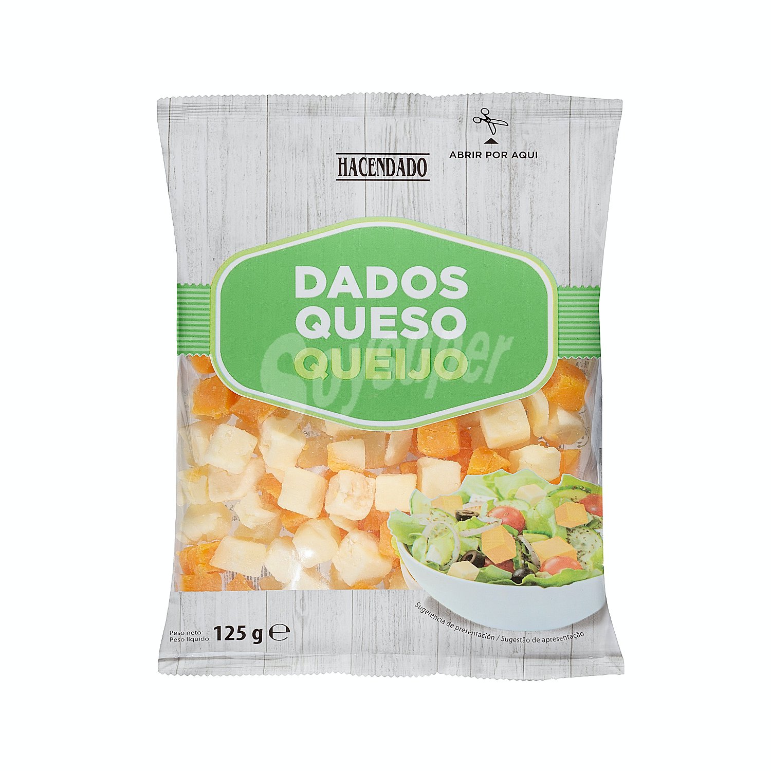 Dados de queso curado y cheddar