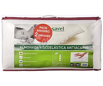 Almohadas viscoelásticas atiácaros de 67 centímetros, firmeza media savel