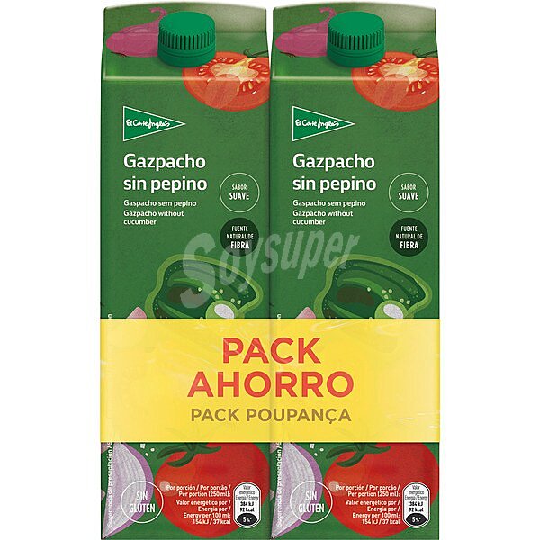 Gazpacho suave sin pepino pack ahorro 2 unidades sin gluten