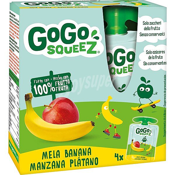 Preparado de manzana y plátano Gogosqueez