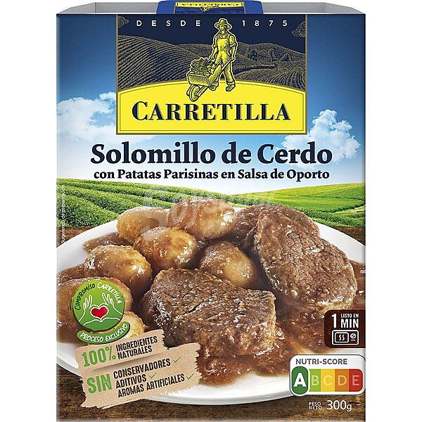 Solomillo de cerdo con patatas parisinas en salsa de Oporto