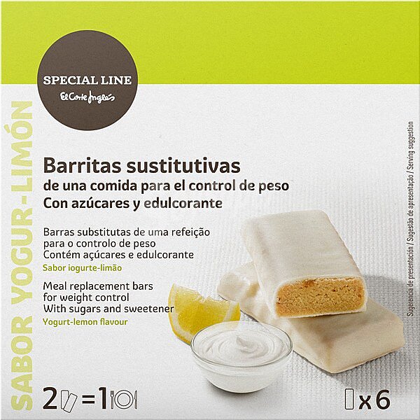 Barritas sustitutivas control de peso sabor yogur-limón 6 unidades x 35g caja 210 g