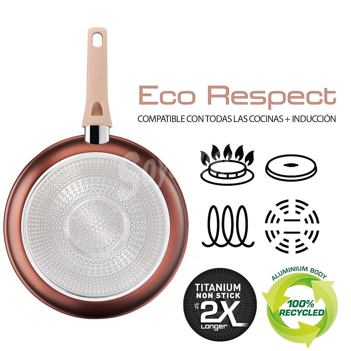 Sartén Antiadherente Inducción Aluminio Reciclado tefal Eco Respect 28 cm