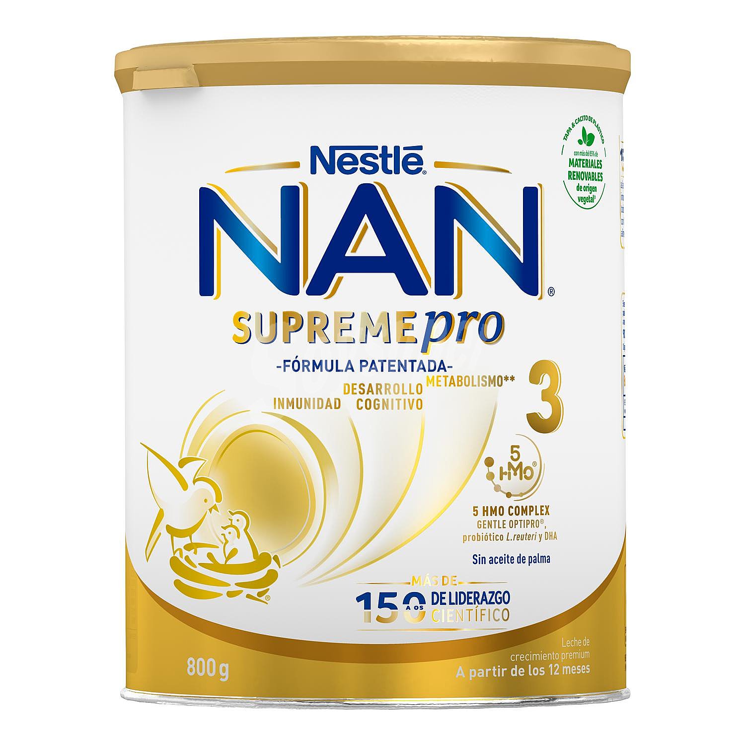 NAN 3 Supreme preparado lácteo infantil de crecimiento desde los 12 meses sin aceite de palma