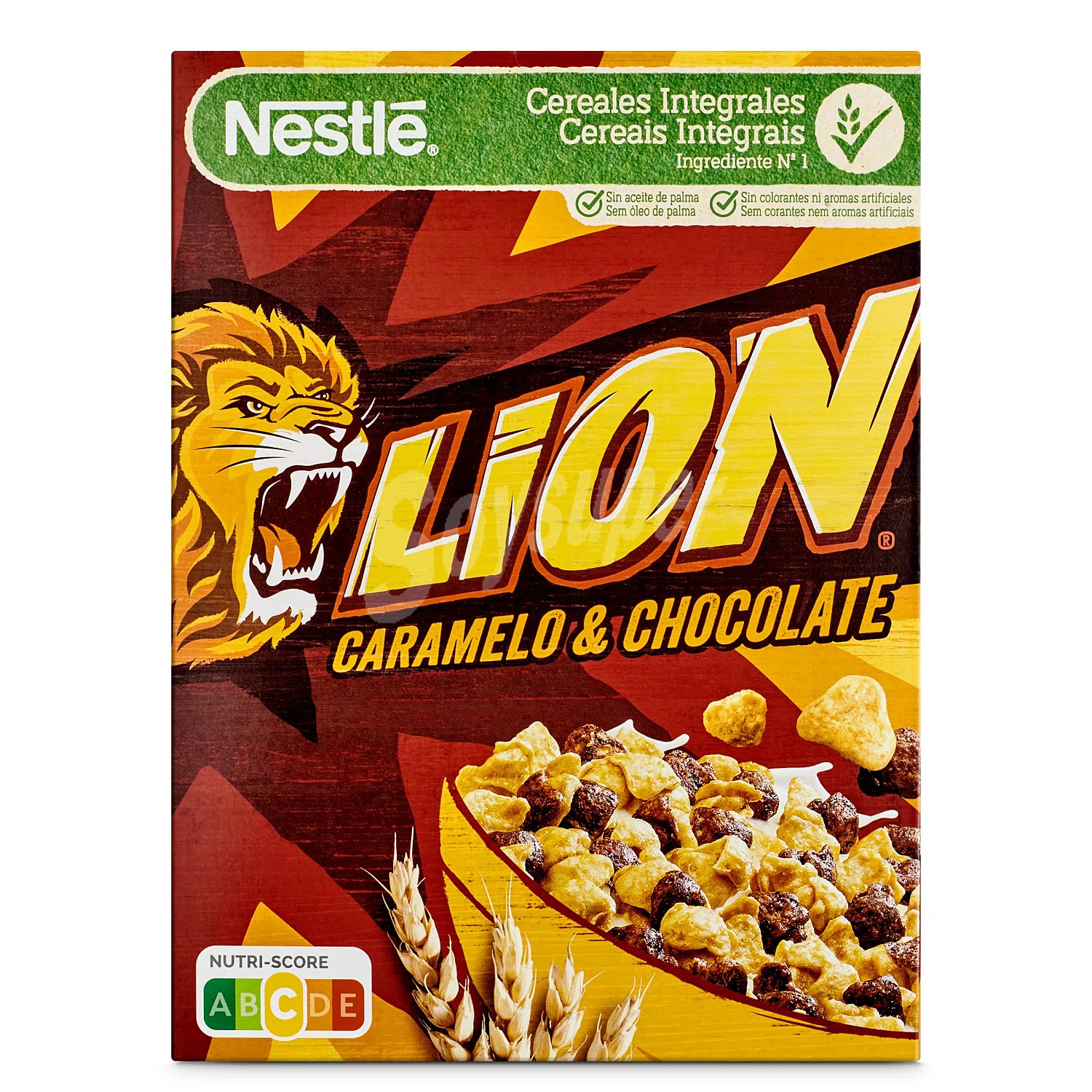 Cereales con caramelo y chocolate nestlé lion