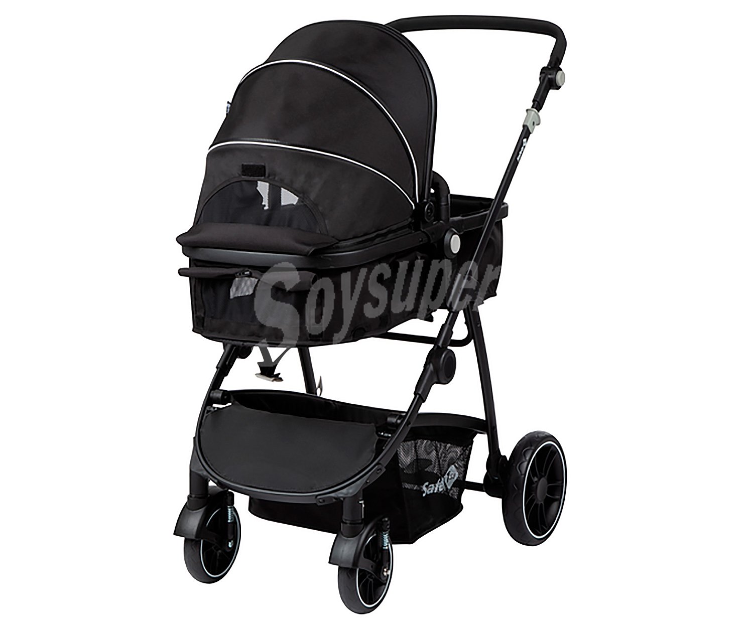 Coche polivalente desde 0 meses hasta 22kg, cubre pie + burbuja, color negro,