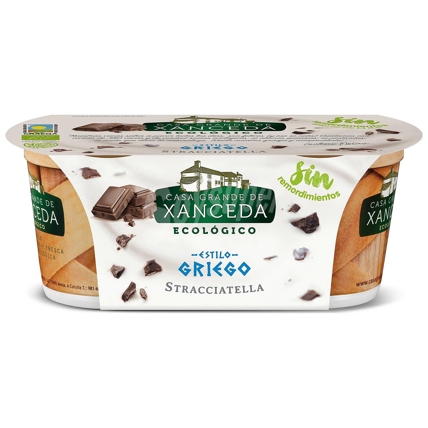 Yogur cremoso estilo griego con stracciatella ecológico sin gluten