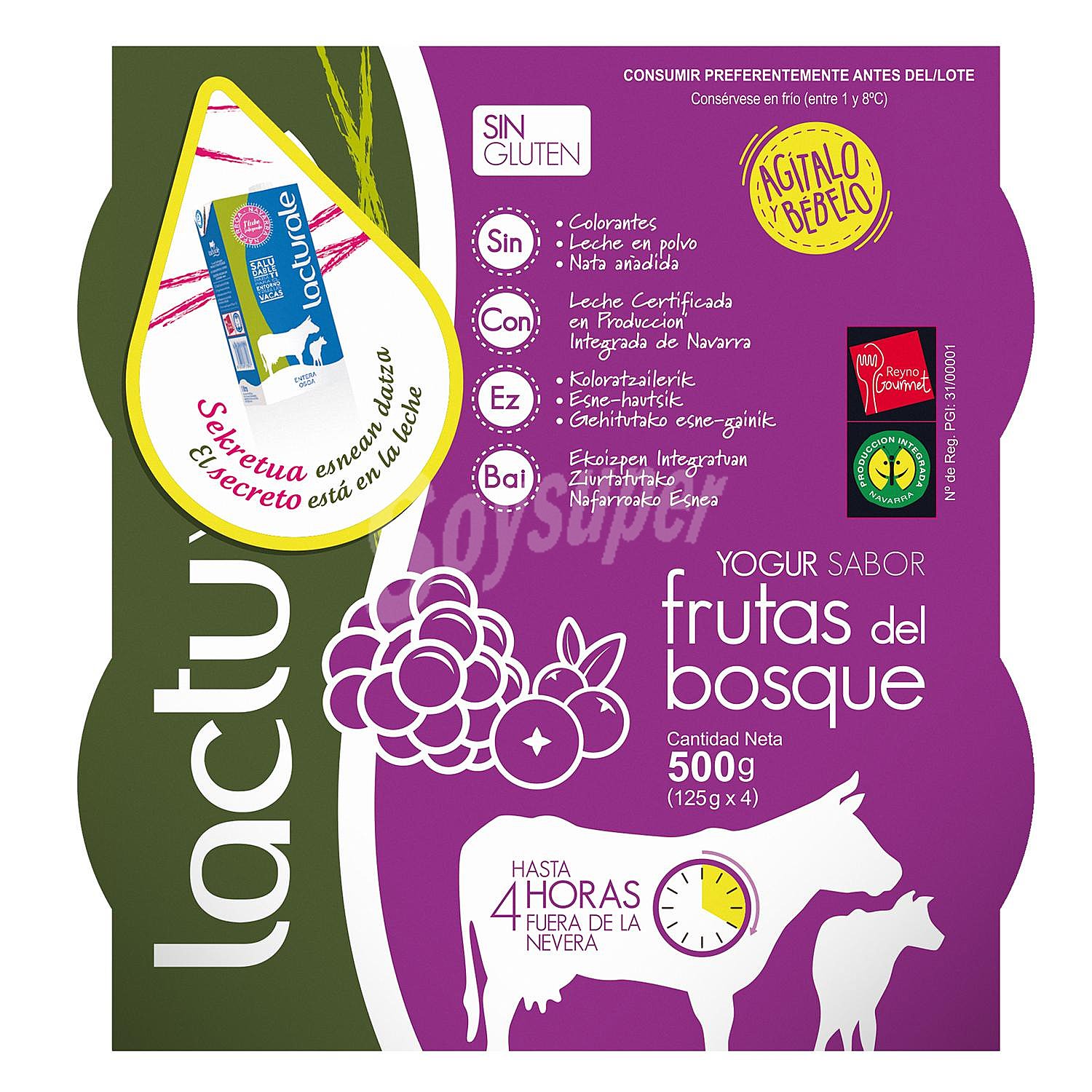 Yogur de frutas del bosque Lacturale sin gluten