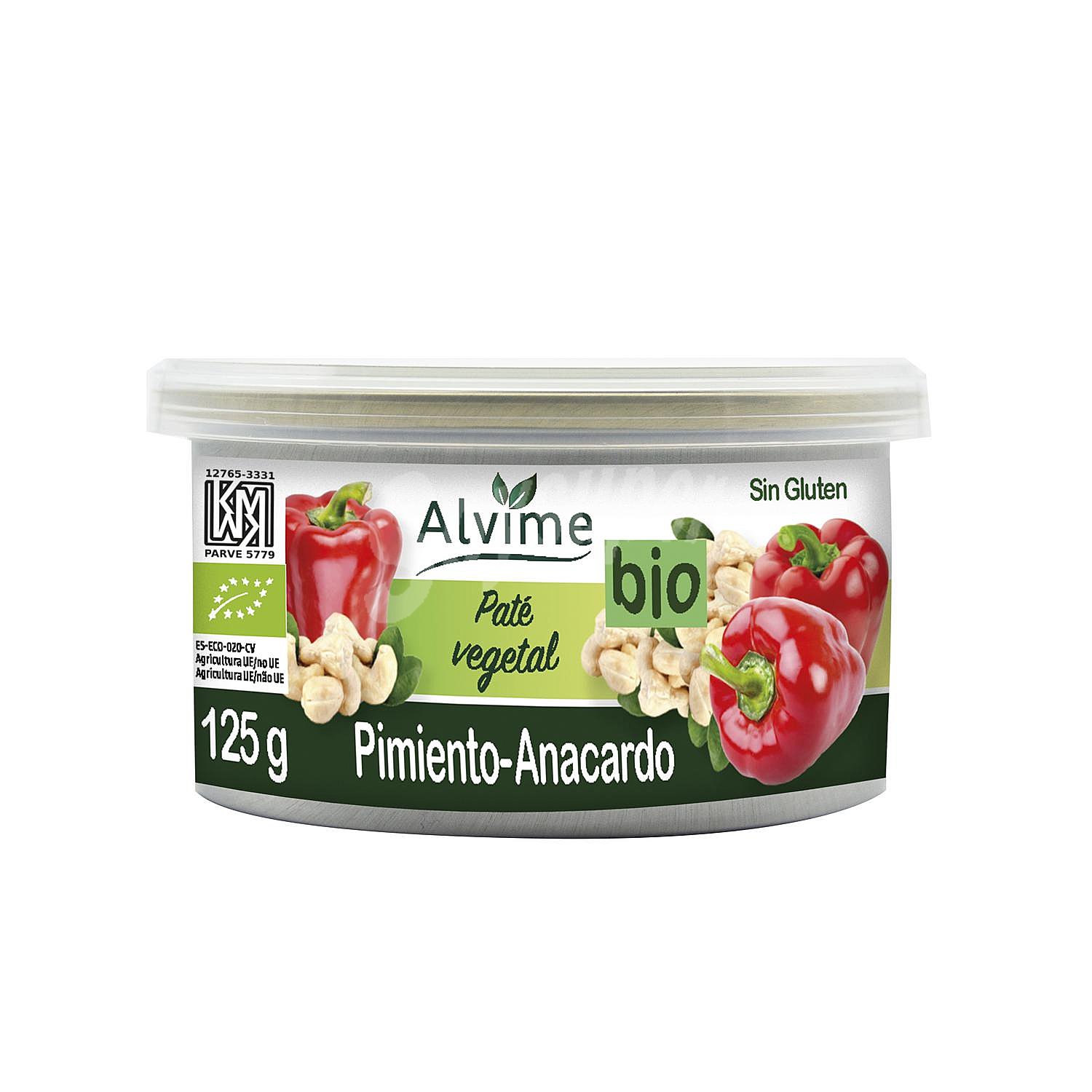 Paté vegetal de pimiento y anacardo ecológico Alvime sin gluten