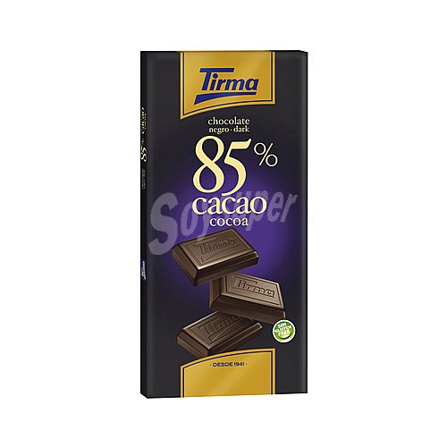 Tirma Tableta de chocolate negro 85 % cacao sin gluten tirma