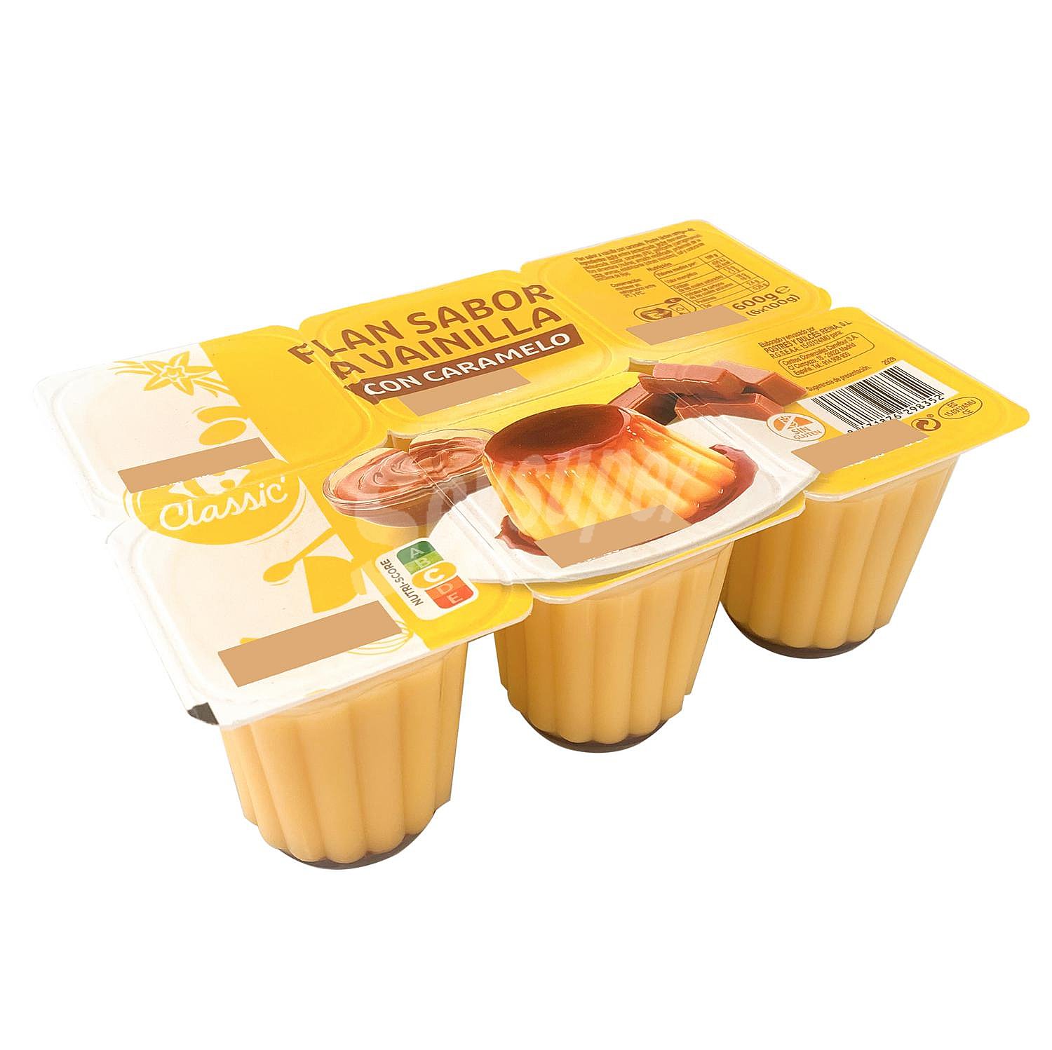 Flan sabor vainilla con caramelo Carrefour sin gluten