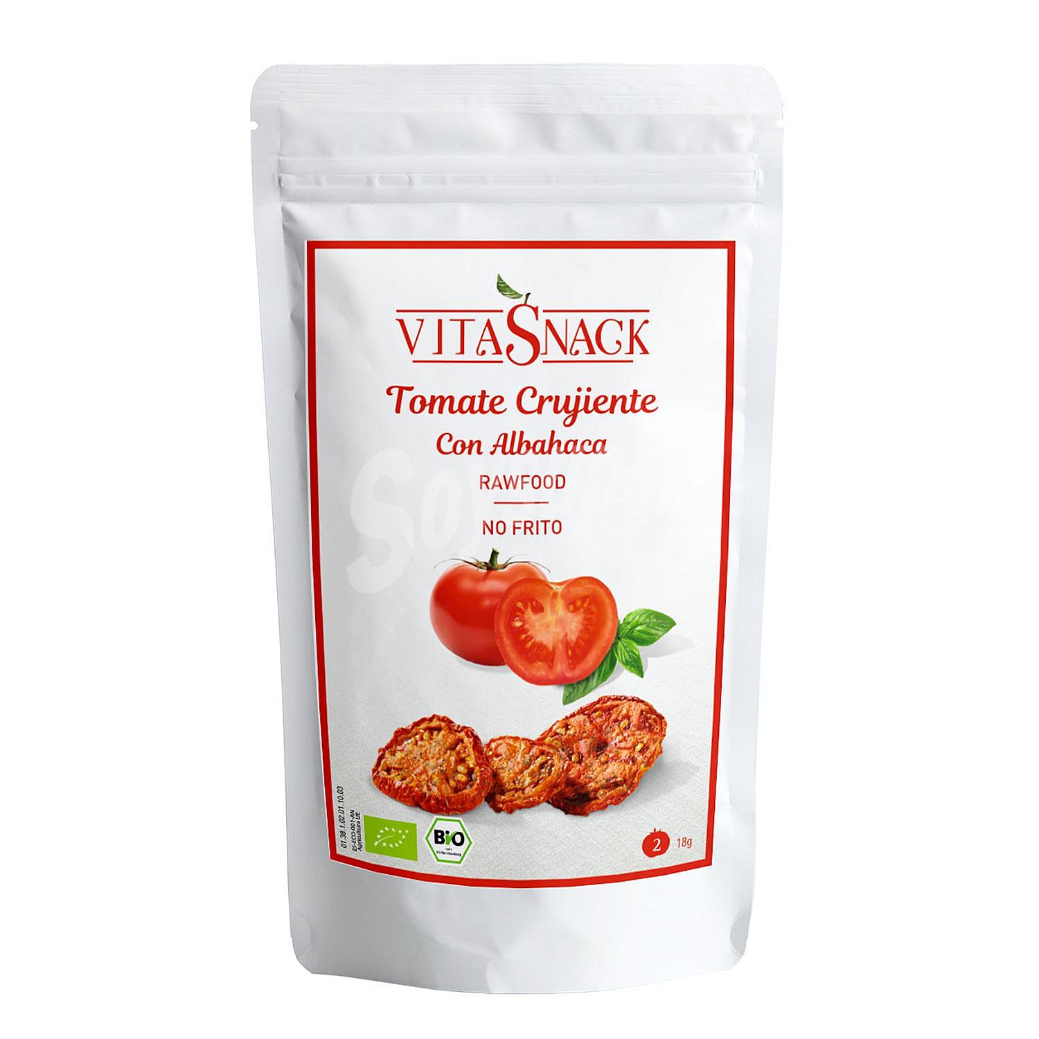 Snack de tomate crujiente ecológico Vita Snack sin gluten y sin lactosa