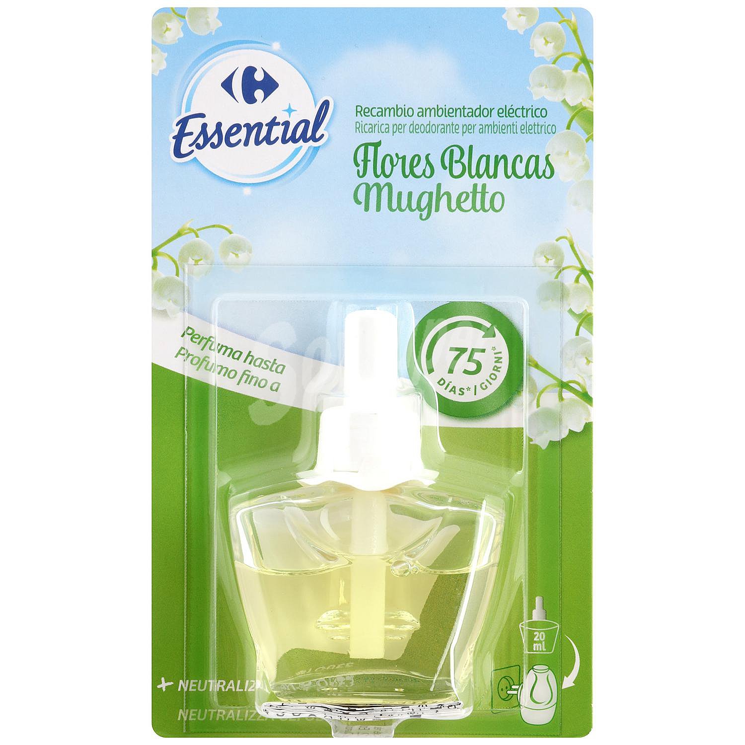 Ambientador eléctrico flores blancas recambio Essential Carrefour