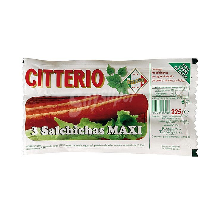 Salchichas de cerdo maxi sin gluten 3 piezas