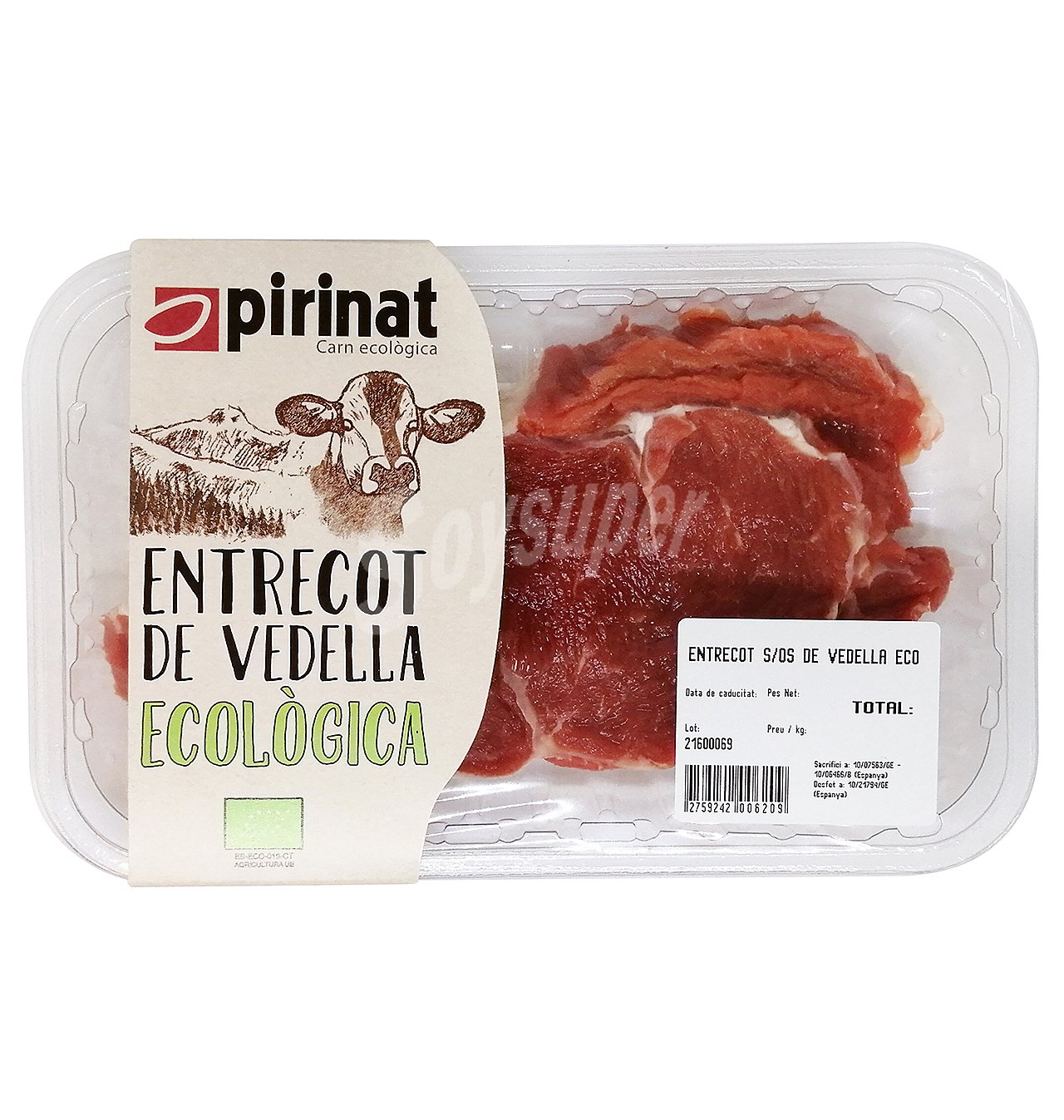 Entrecot ternera pirinat sin hueso eco