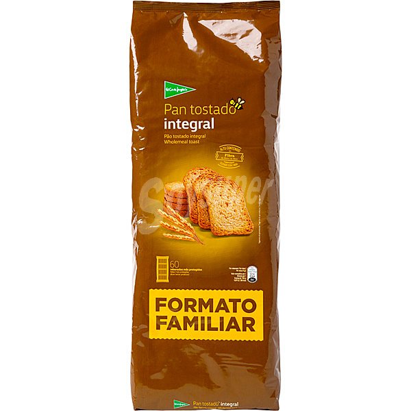 pan tostado integral 60 rebanadas formato familiar