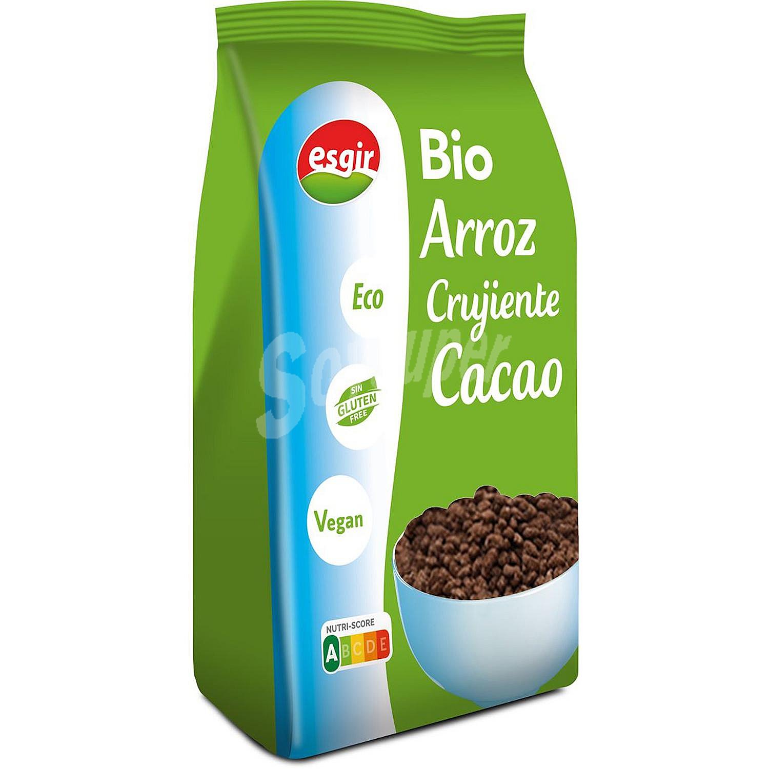 Bio arroz crujiente con cacao ecológico sin gluten y sin lactosa