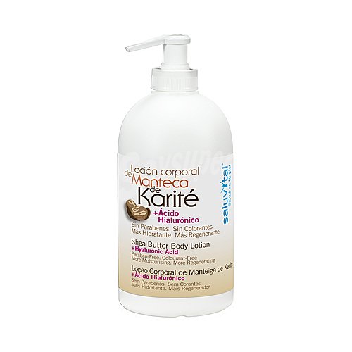 Saluvital Leche corporal hidratante con manteca de Karité y ácido hialurónico saluvital