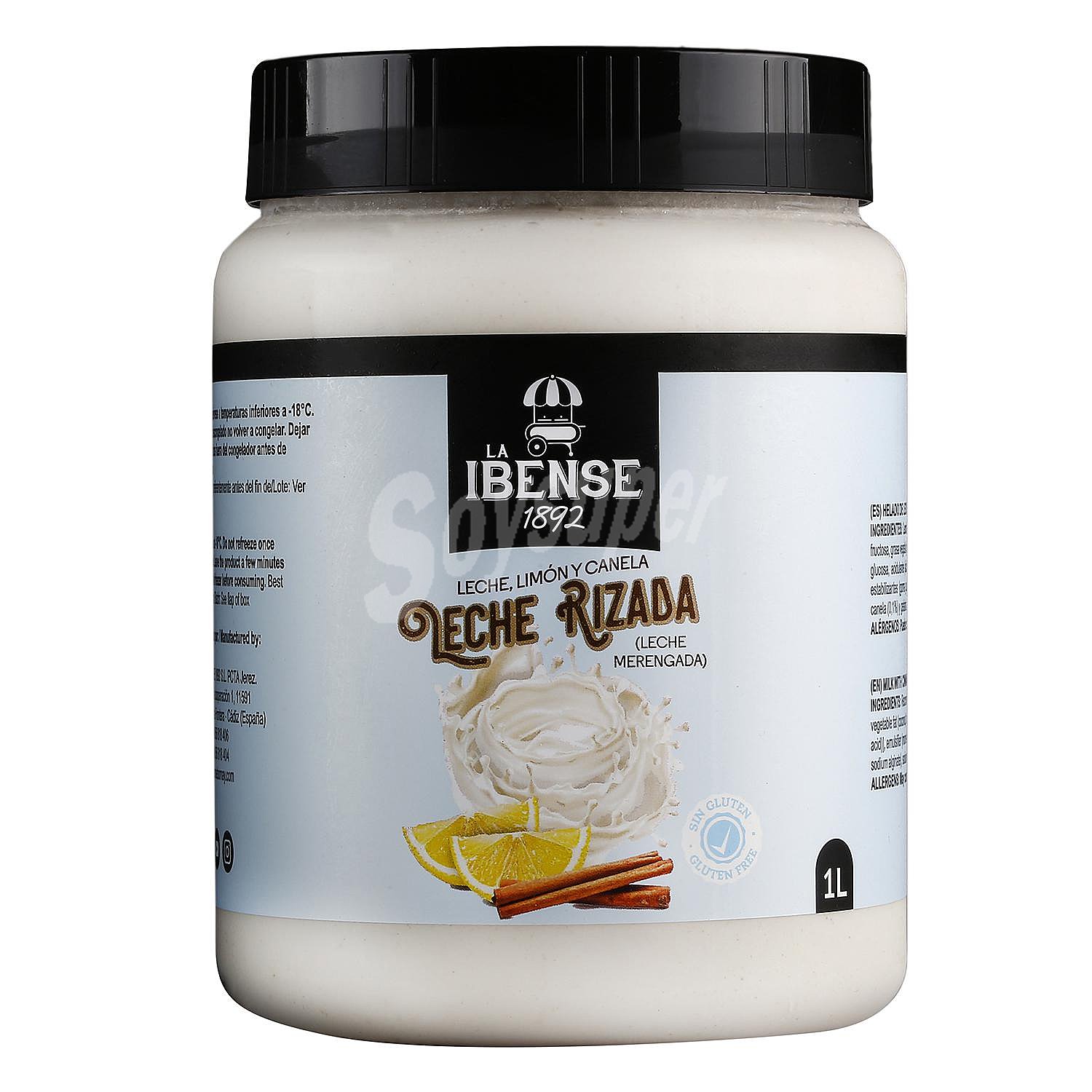 Helado de leche, limón y canela Leche Rizada La Ibense sin gluten