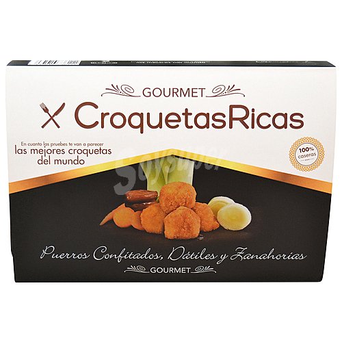 Croquetas ricas Croquetas 100% caseras, ultracongeladas y rellenas de puerro confitado, dátiles y zanahorias croquetas ricas Gourmet