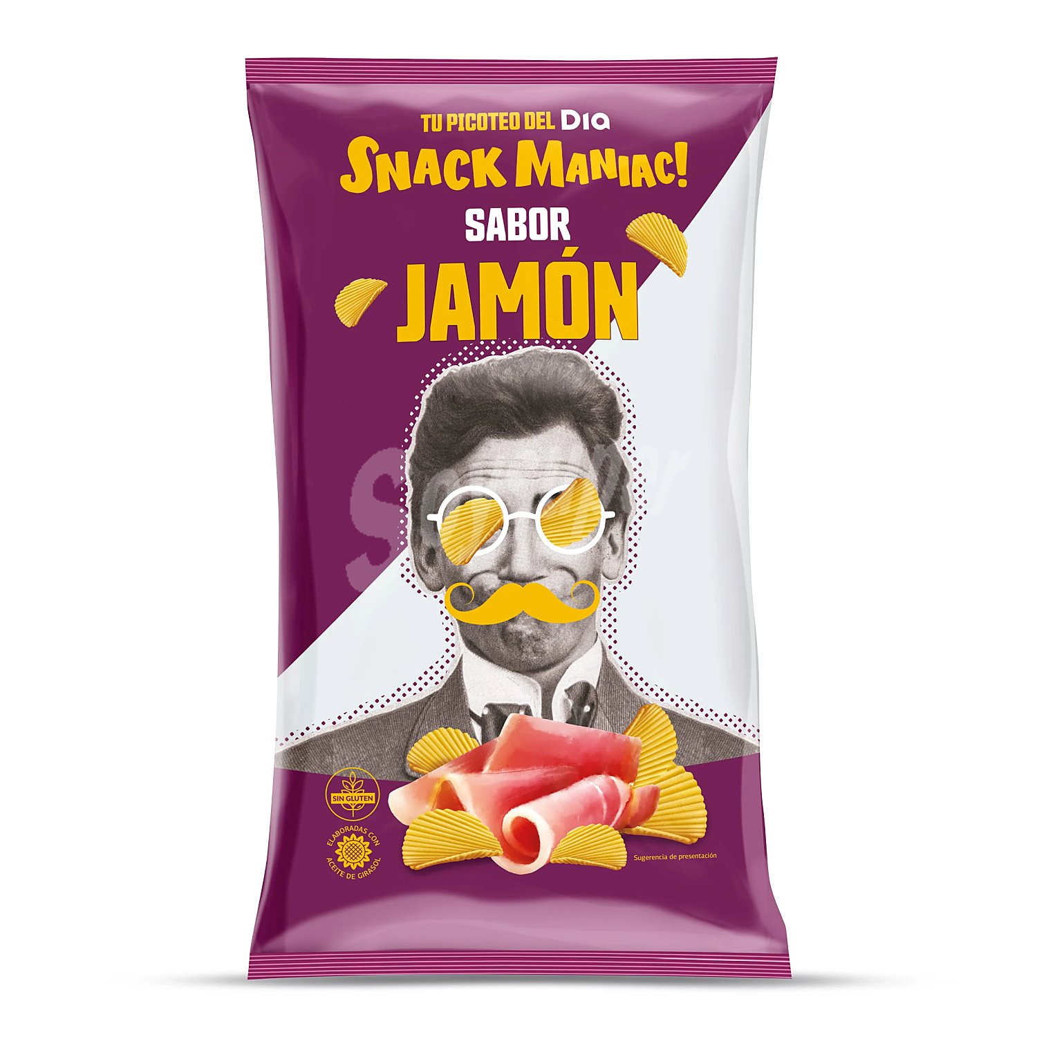 Patatas fritas onduladas sabor jamón Snack Maniac